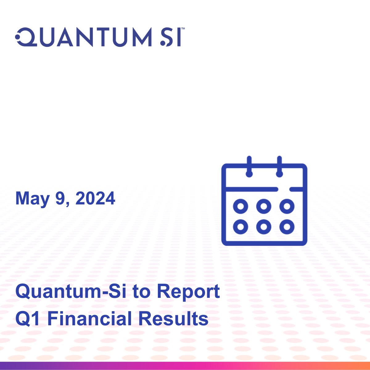 Quantum-Si will report Q1 financial results on Thursday, May 9, 2024. That same day at 4:30m ET, #QSI will host a conference call to discuss further and provide a business update. Register for the call: ttps://bit.ly/3Q8lSJr #QSI #Earnings #Proteomics #NGPS