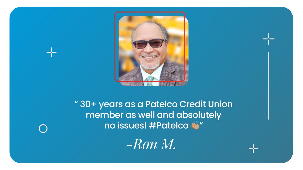 PatelcoPays's tweet image. We asked Patelco member Ron M. why he became a credit union member. Check out what he had to say:

“30+ years as a Patelco Credit Union member as well and absolutely no issues! #Patelco 👏🏽”