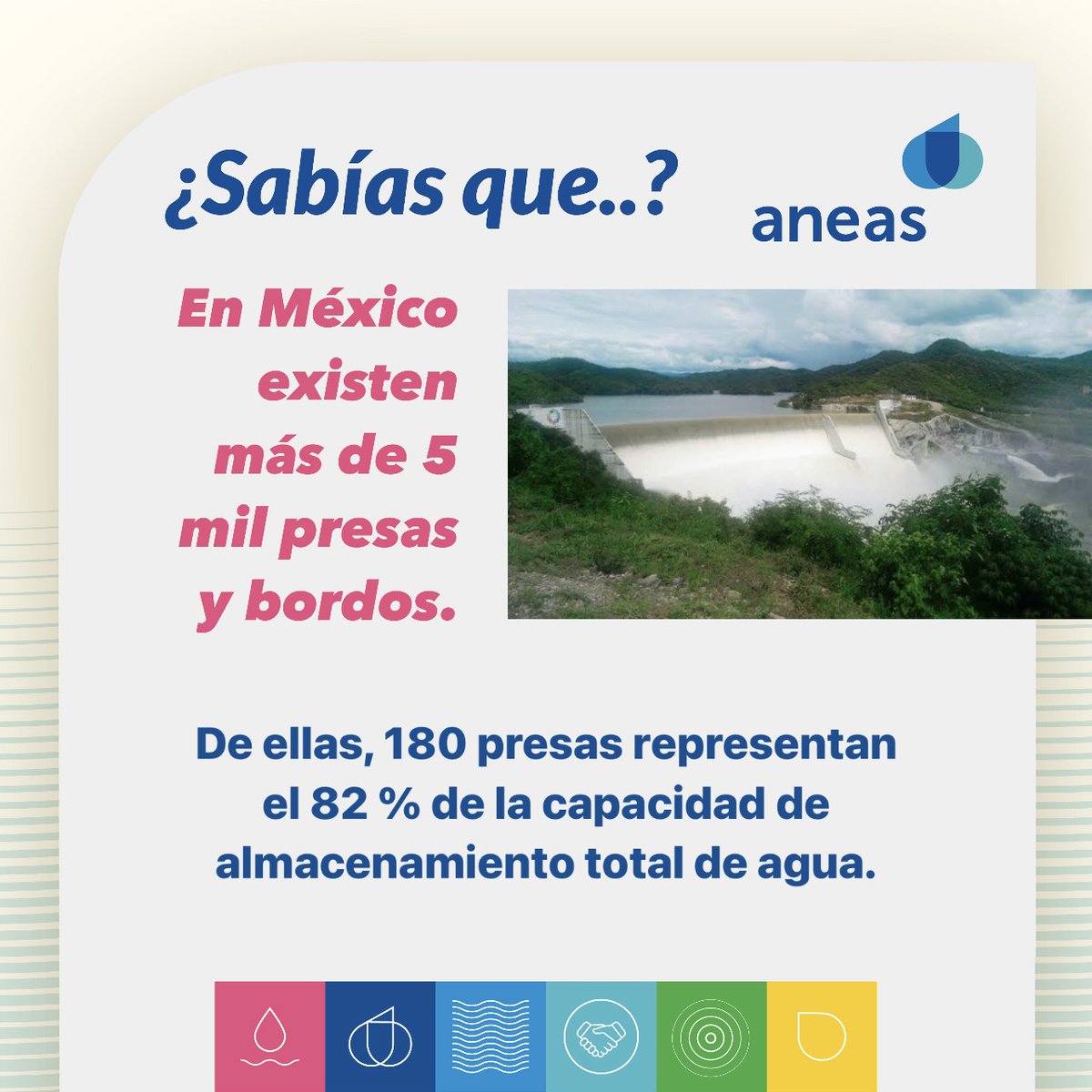 🌊 Las presas en nuestro país, además de almancar y ser fuentes de abasto del agua 💧, también ayudan a generar energía eléctrica y son un aliado de la actividad agrícola🌽🍅👩‍🌾. #ANEAS #LaRedQueSumaFluyeyConecta 💦 #CulturaHidrica