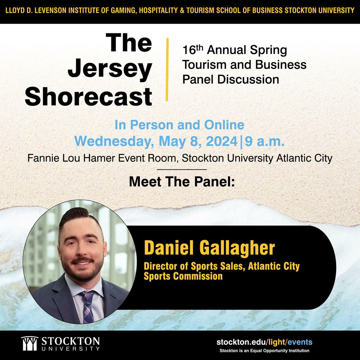 Join Daniel Gallagher and a panel of experts for a discussion of New Jersey tourism and predictions for the Summer 2024 season. eventbrite.com/e/16th-annual-…… #summer2024 #tourism #newjersey #atlanticcity #Shorecast2024 @Stockton_edu @Stockton_BUSN