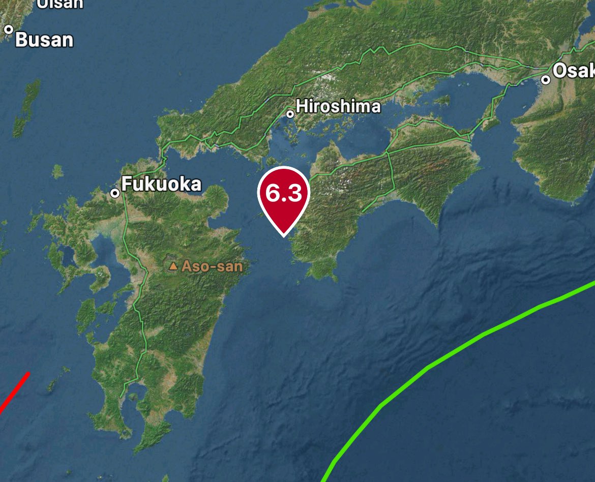 ~6.3 #earthquake Uwajima, Japan ~26 km deep