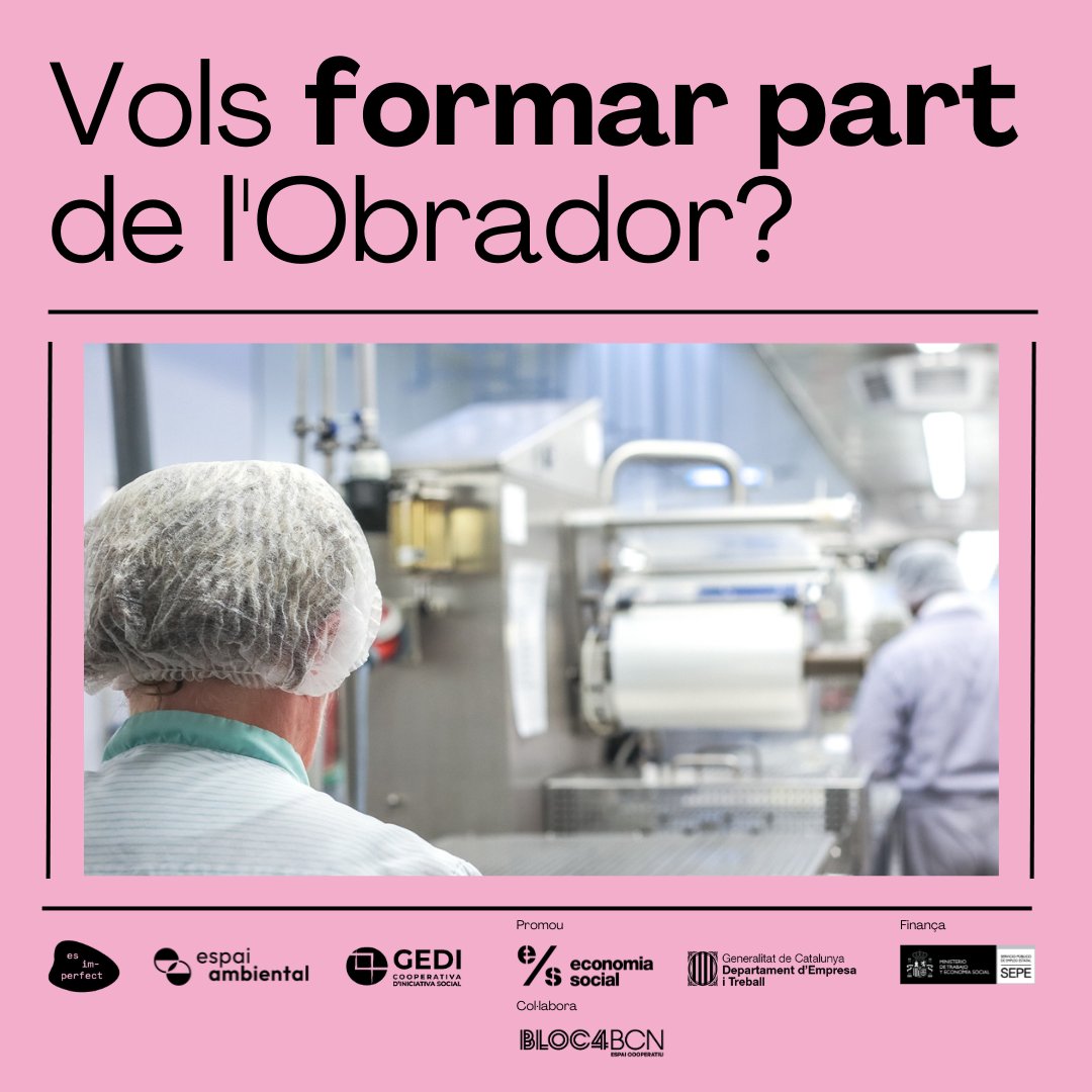 EspaiAmbiental's tweet photo. 🥖Vols formar part de l'Obrador? Sabies que estem creant un #obradorcompartit a @Bloc4BCN ?🥐
🗓️Aquest dijous 18/04 vine a construir plegades el nou obrador alimentari compartit a Barcelona!
⬇️Si vols més informació, contacta'ns a:
obrador@espaiambiental.coop https://t.co/iMnRxyEwUA