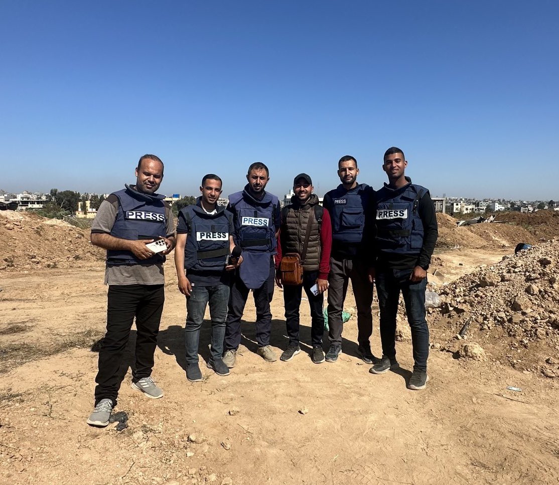 Just a few of my colleagues in the north we all have been working tirelessly for the past 191 days. They are great, brave journalists on the ground who haven’t taken a single day off , amplify Palestinian journalists 🇵🇸