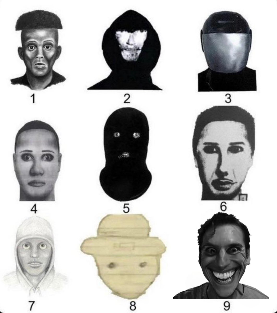 Jangul157's tweet photo. @creepydotorg These police sketches were based on actual criminals who are either in prison or out there in the world somewhere as we speak. 

Which one is the creepiest? https://t.co/ULbymGMUdD