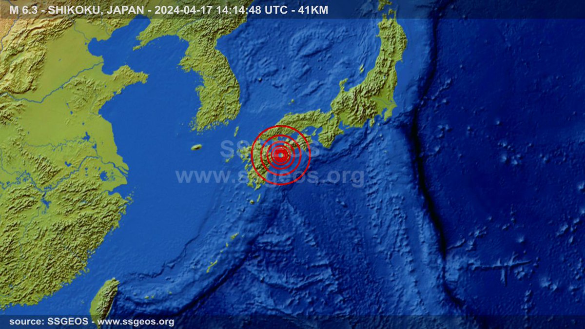 #earthquake M 6.3 - SHIKOKU, JAPAN - 2024-04-17 14:14:48 UTC - 41KM
