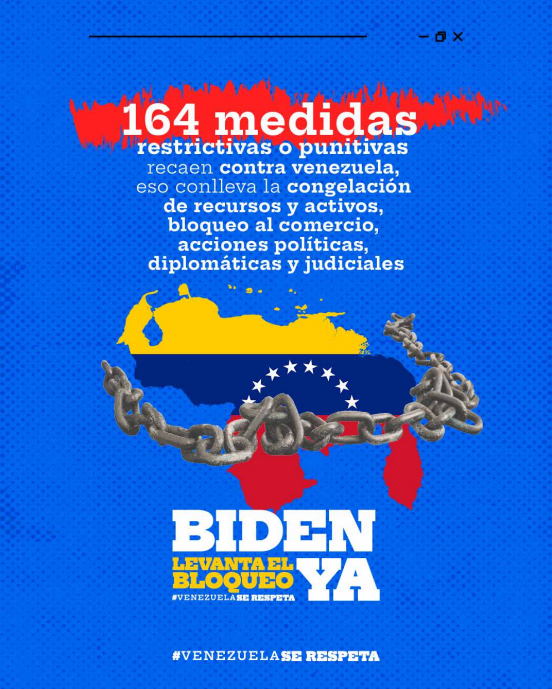 El pueblo venezolano tiene derecho a vivir libre y en paz, sin sanciones que obstruyan su avance hacia el desarrollo y prosperidad. #BidenLevantaElBloqueoYa