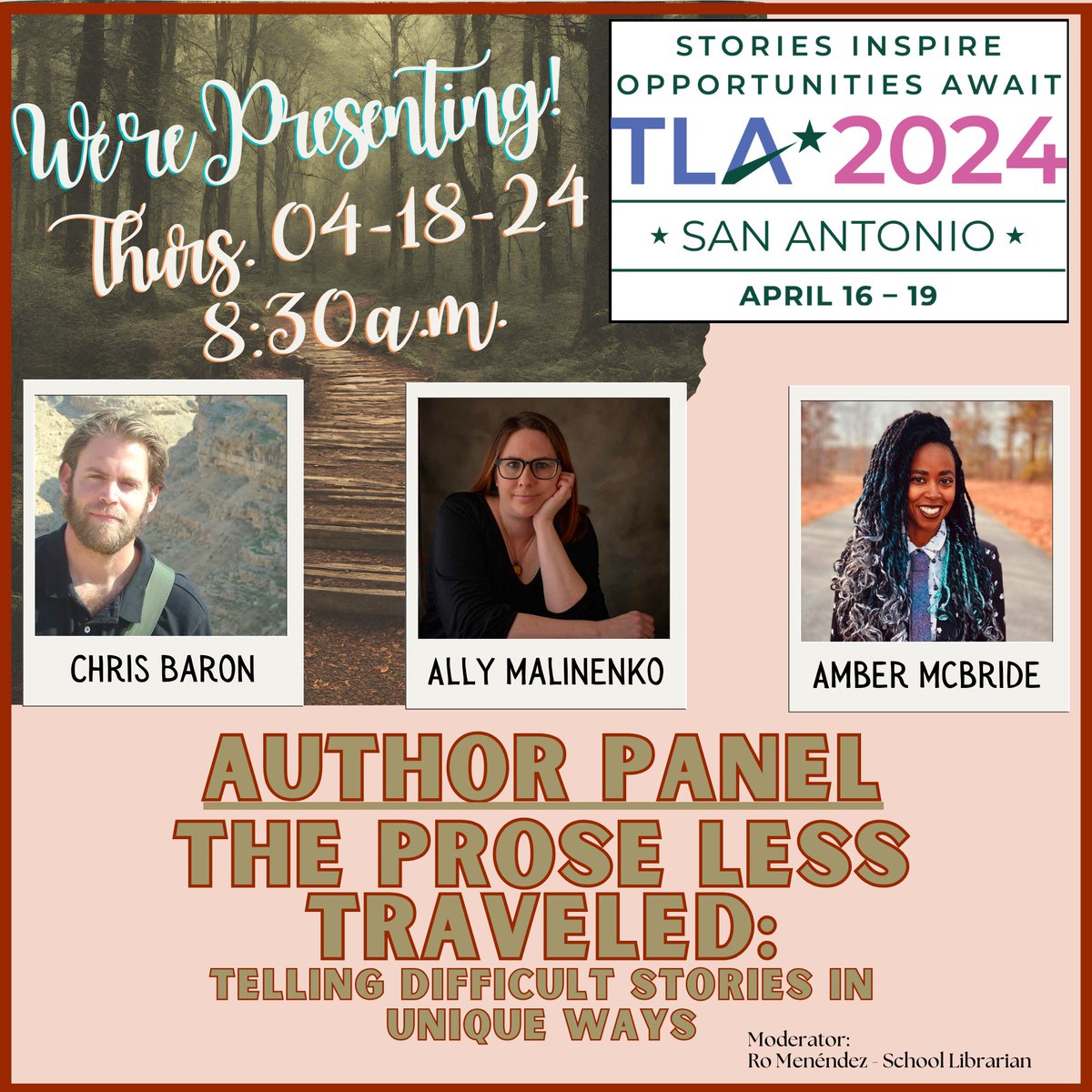 TLA friends! I’ll be chatting with my friends @ambsmcbride and @baronchrisbaron tomorrow morning! Come by for a love fest and sad things