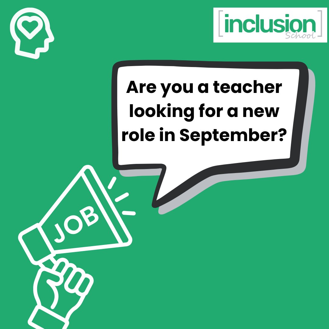 Are you a teacher looking to use your creative skills as part of a supportive therapeutic team?

Inclusion School has two unique roles as part of the Wellbeing team, please share:
tes.com/jobs/search/em…

#InclusionEducation #mentalhealthjobs #neurodiversitysupport #jobadvert