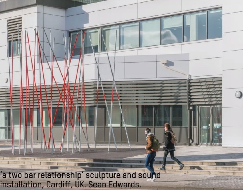 🙏 Thank you! At OUR 'Commissioning and erecting Public Sculpture' WEBINAR @studio_response discussed @seanjedwards 'a two bar relationship' explaining how sound from the basement was refined and the echo was measured so you can listen to the work as you view it 1/3