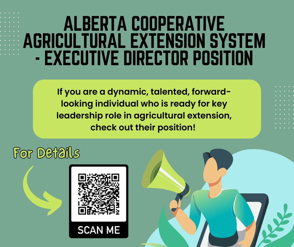 Alberta Cooperative Agricultural Extension System is HIRING for the Executive Director Position! 

For details check out: foothillsforage.com/_files/ugd/902…