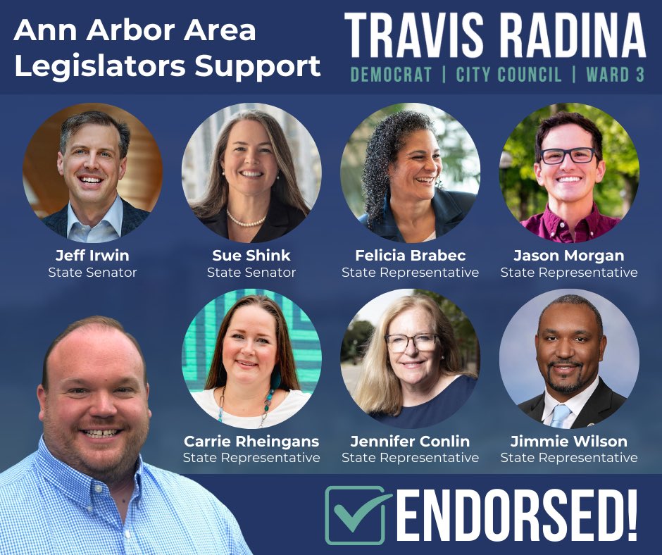 I am incredibly proud to have the support of #AnnArbor’s entire state legislative delegation in my campaign for re-election to #A2Council.