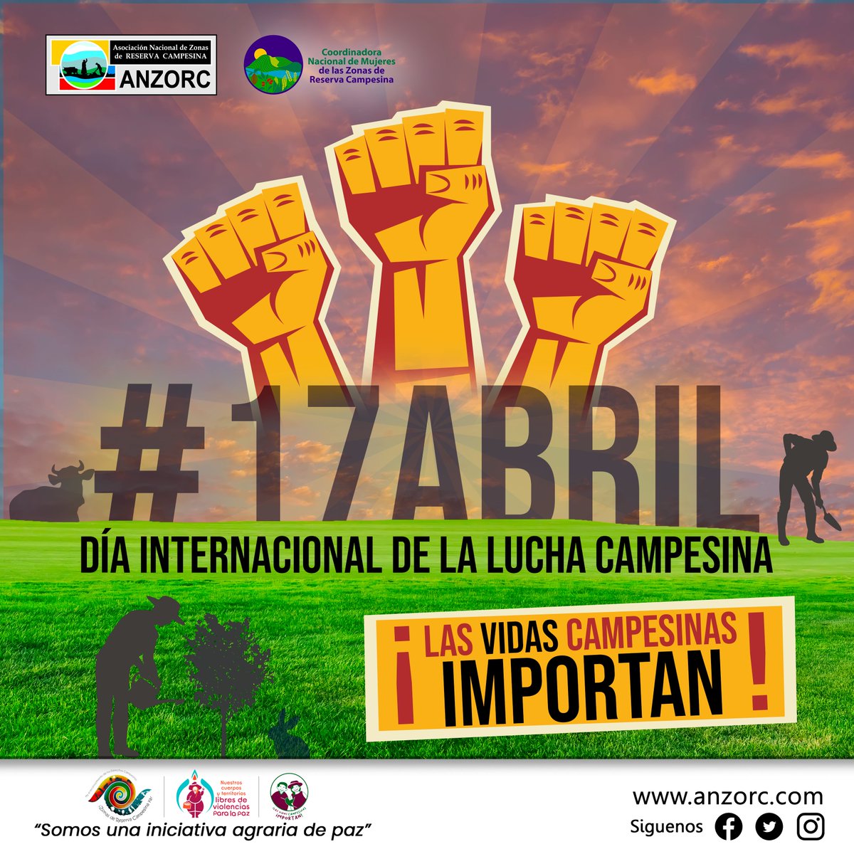 ¡Este #17Abril Día Internacional de la Lucha Campesina, celebramos la valentía y el compromiso de quienes defienden los derechos de las comunidades rurales! Desde ANZORC, enviamos un mensaje especial de solidaridad a todos los que luchan incansablemente por las…