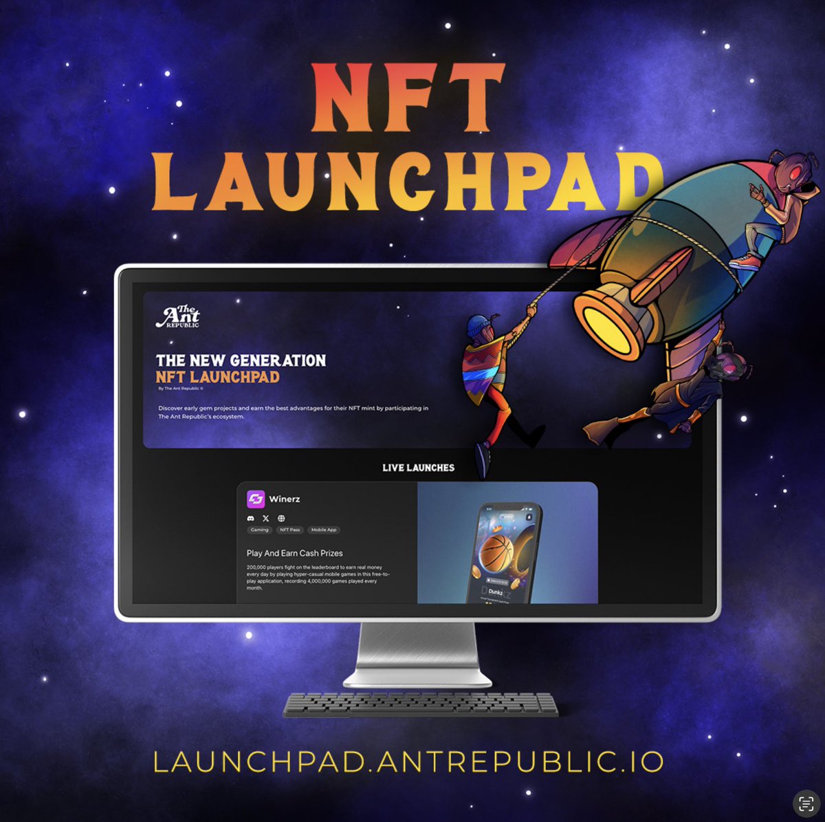 🚀 𝗟𝗮𝘂𝗻𝗰𝗵𝗽𝗮𝗱 ≠ 𝗗𝗿𝗼𝗽 𝗣𝗮𝗴𝗲 🚀 We empower projects and guarantee the long-term success of #NFT launches thanks to our gamified social economy and qualitative selection. Mint NFTs using $RICE tokens and discover new incubations very soon👇 launchpad.antrepublic.io