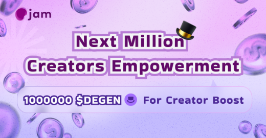 Jamfrens's tweet photo. 🟣 It's here! 🟣 The Next Million Creators Empowerment 💟 Program

If you are a creator and love @jam, do apply through our frame here to receive a $DEGEN grant! Let's grow together 🚀🎩🟣

https://t.co/Ugb8vrcbC8 https://t.co/JrGEwRYK1i