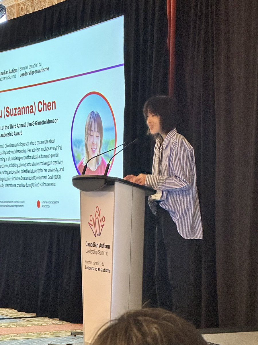 Congratulations to The 3rd recipient of the Jim and Ginette Munson Autism Leadership Award - Siyu (Suzanna) Chen at the 10th Annual Canadian Autism Leadership Summit. #CALS2024 @AllianceAutism