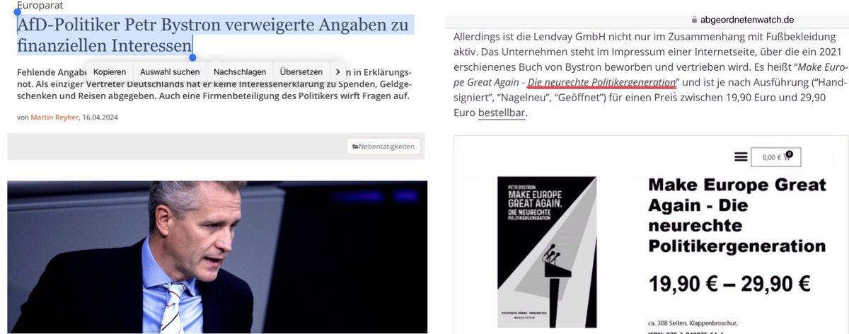 herbstzeit2018's tweet photo. Der #neurechte AfD-Politiker #PetrBystron verweigerte Angaben zu finanziellen Interessen. Könnte es sein, dass durch den Verkauf der Lederwaren Sanktionen umgangen werden? 
#AfDVerbot #RussiaisATerroistState https://t.co/P36TKCBWRJ