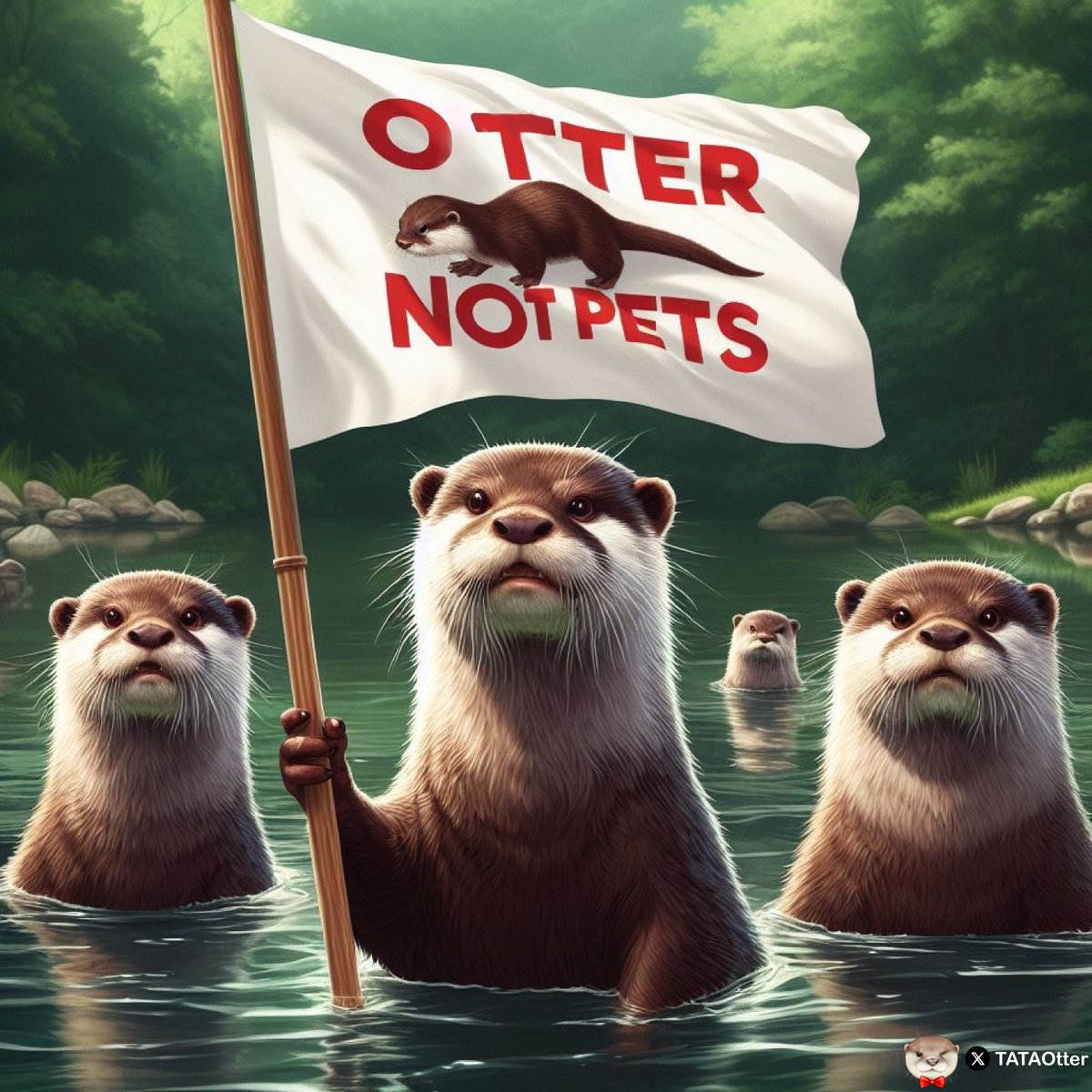 [Otter AI images]
Otters are not pets!
Baby otters(Asian small-clawed otters) smuggling still happen in recent years because of demand for pet otters.
Stop liking and sharing pet otter pics and videos!
Do not support illegal otter trade!

#otter #AIgeneratedimage #AI
#カワウソ