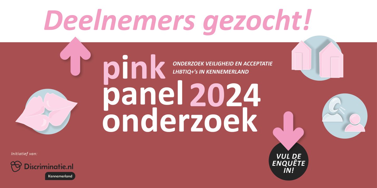 Doe mee aan het Pink Panel 2024 onderzoek!
Identificeer jij je als LHBTIQ+?
Woon je in #haarlem #haarlemmermeer #velsen #zandvoort #bloemendaal #heemstede #heemskerk #beverwijk #uitgeest?
Vul dan direct de enquête in:
discriminatie.questionpro.com/pinkpanelenque…