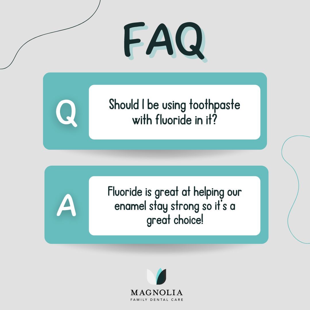 Magnolia_Tulsa's tweet image. If you have concerns about using fluoride toothpaste, we’d be happy to talk to you about it! But generally, it is recommended to use it. 

#dentalfaqs #fluoridetoothpaste #familydentaltulsa #magnoliafamilydental  #familyfriendlydental #familyhealth #dentalhealthmatters