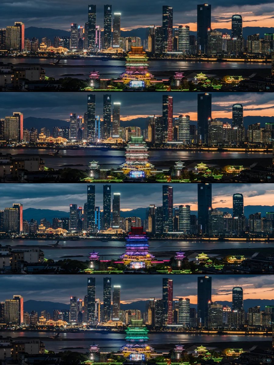 🫰Chinese urban scenery: Nanchang colorful Tengwang Pavilion.
中國城市風光：南昌七彩滕王閣。