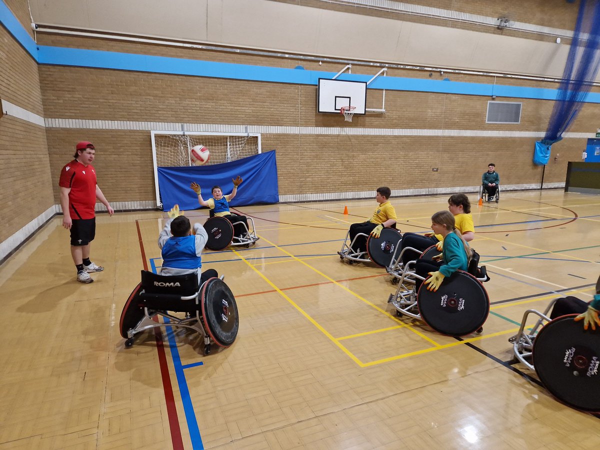 Great day of wheelchair rugby with @Urdd today. Loved delivering with the best group of @WRU_Community coaches, apprentices, and @CRugbyCommunity