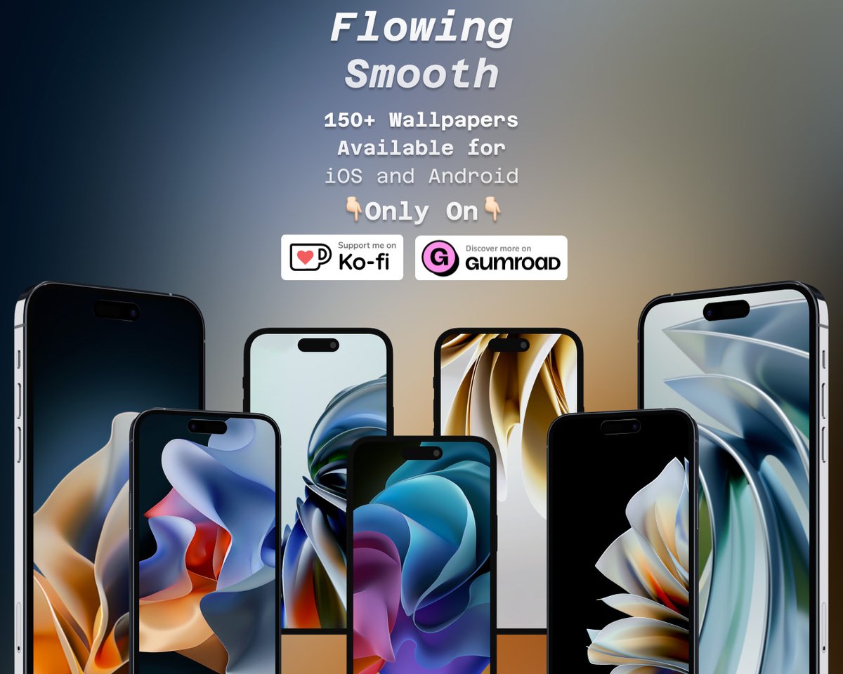 #Android #iOS #Wallpapers #Gumroad #Kofi

🎉 150+ Wallpapers 'Flowing Smooth'

👇🏻Available On

Gumroad Store Link
pizzappdesign.gumroad.com/l/flowingsmooth
Code : WALL25 for 25% Off Price

Ko-fi Store Link
ko-fi.com/s/49e9802001
Code : WALL25 for 25% Off Price

#Freebie Wallpapers in comment