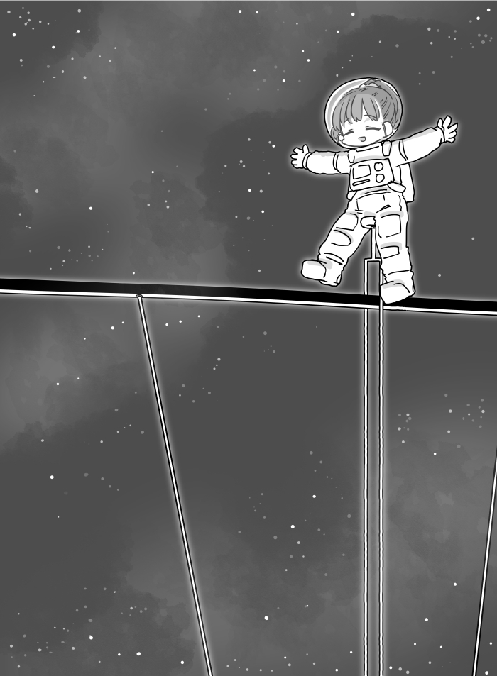 ファンボックスに『車輪の直径が地球ぐらいある一輪車に乗る福山舞ちゃん』リクエストが来たので描きました 