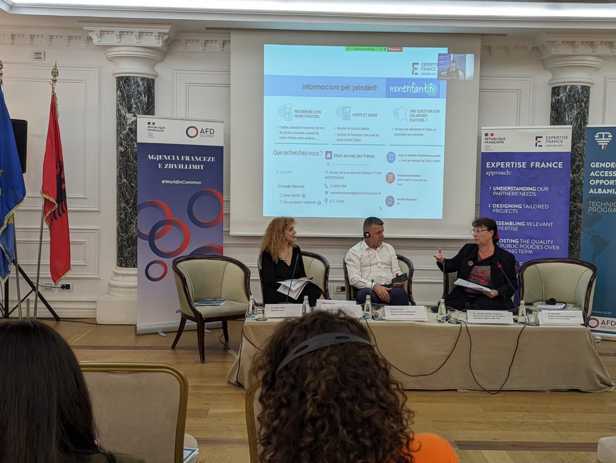 France_Albanie's tweet photo. 🇫🇷 and 🇦🇱 share experience and best practices to bolster #GenderEquality policies. Facilitating enforcement of #WomenRights is essential, and a key step to unleash #HumanCapital and #EconomicPotential.
@ShendetesiaAL @AFD_en @expertisefrance @CatherineSuard https://t.co/N4zssoPYL2