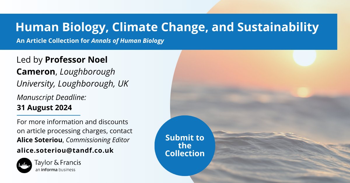 📢 Does your research fit within the theme of Human Biology, Climate Change & Sustainability? Climate change & sustainability have become topical foci for a variety of scientific research groups dealing with human-environment interaction think.taylorandfrancis.com/article_collec…