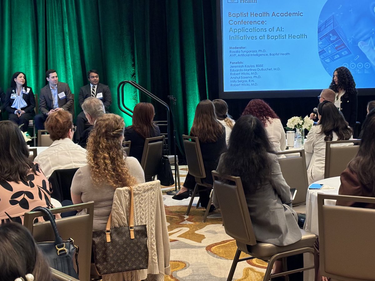 🍍Today’s panel focused on the role of #AI across Baptist Health included a dynamic discussion on its impact on patient care, disease detection, hospital operations, #EHR analysis along with an interactive Q&A from attendees. #BHAC24 #MedEd