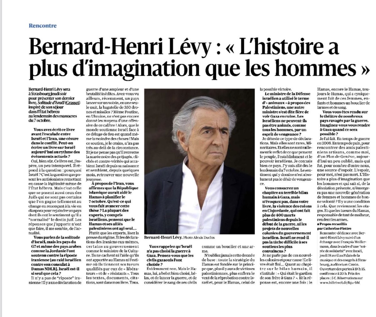 Entretien avec les DNA en avant-première de la soirée de solidarité avec #Israel, demain soir, à Strasbourg. Solitude, oui. Mais pas découragement. Et ne surtout pas baisser les bras. Israël l’emportera. Et la paix, une fois le #Hamas éliminé, viendra.