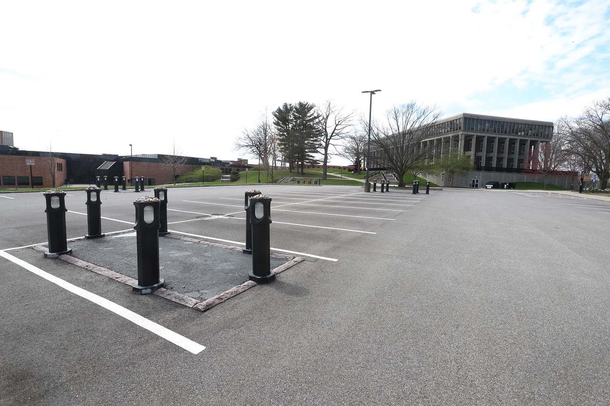 The Kent State Massacre is apparently memorialized by this… parking spot?