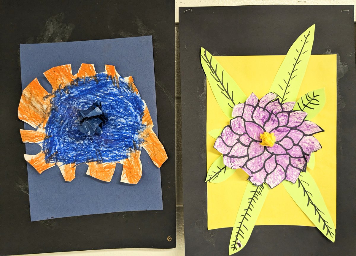 AlexLom31254773's tweet photo. It's Spring!  What better way to celebrate than to see beautiful flowers bloom creatively by our 3rd graders.  This project was inspired by artist Georgia O'Keefe in celebration of women's history month.  The project also focused on the study of "complimentary colors". https://t.co/7nIDv4dJja