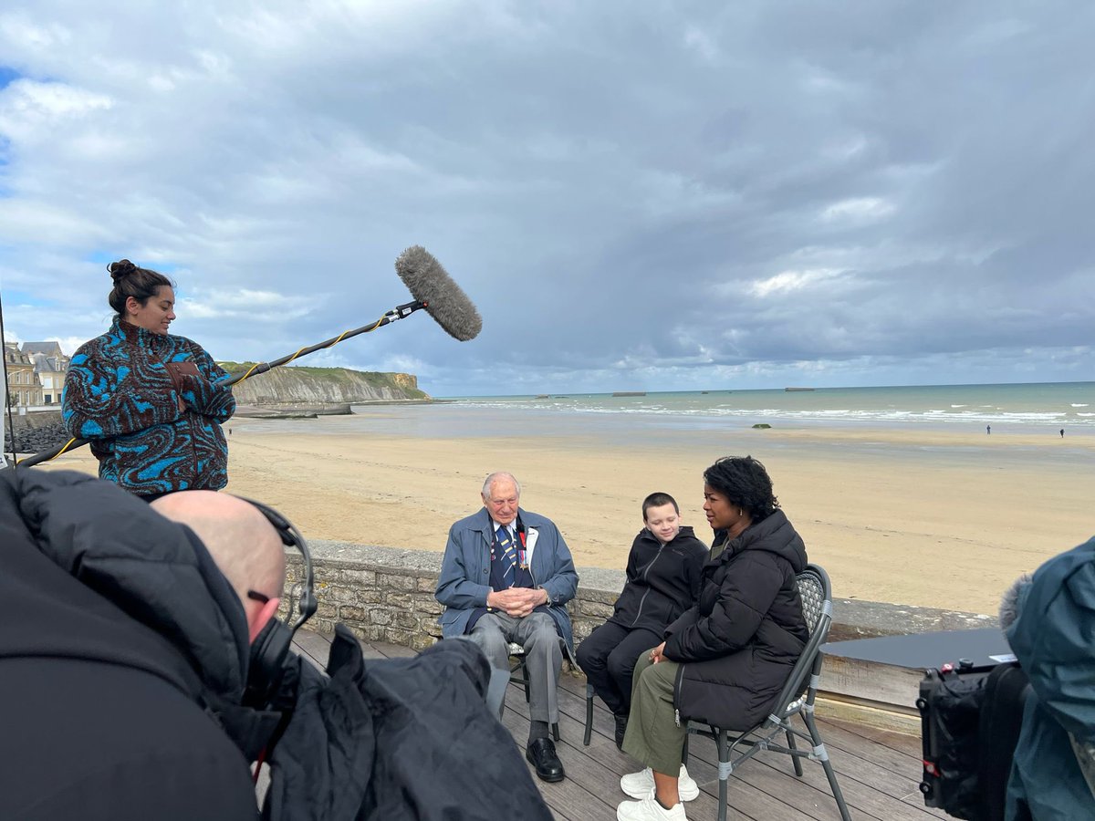 Today WWII veteran Mervyn Kersh is filming with @BBCNewsround in Normandy for a piece about the 80th anniversary of D-Day. He will be travelling with us to France in June and we hope it’s warmer than it looks there today.