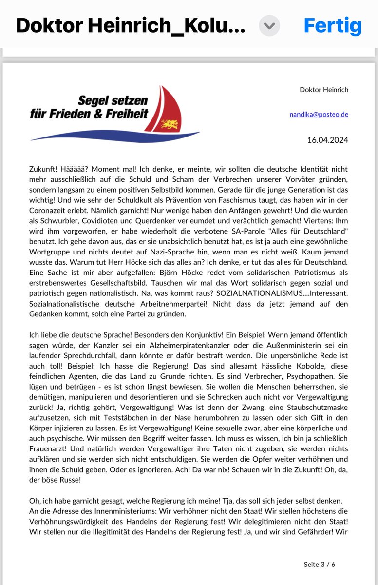 DerNorb's tweet photo. Die absurde Rede des #Basispartei Witzbolds Peter Anders aus #Rostock zum Lesen, wer sich das antun will…😱 https://t.co/gS9ysMegH5