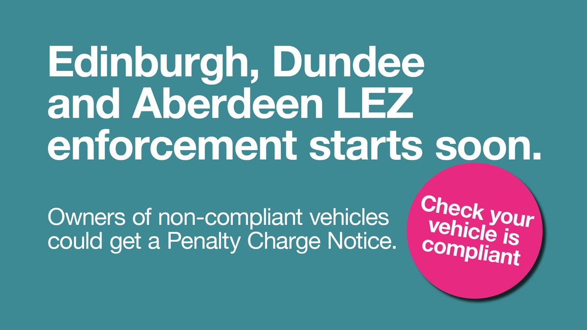 #LowEmissionZones in #Edinburgh, #Dundee and #Aberdeen will soon be enforced. Check your vehicle complies and find out more about #BlueBadge holder exemption 🚘 Simply enter your registration ➡️ lowemissionzones.scot/vehicle-regist…