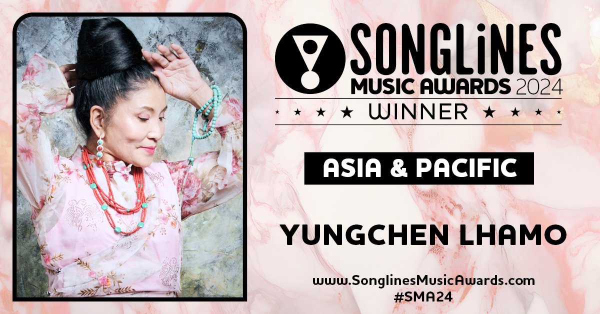 Congratulations to @YungchenLhamo for winning the Asia & Pacific category in the Songlines Music Awards 2024 for the album One Drop of Kindness on @RealWorldRec songlines.co.uk/awards/2024 #SMA24