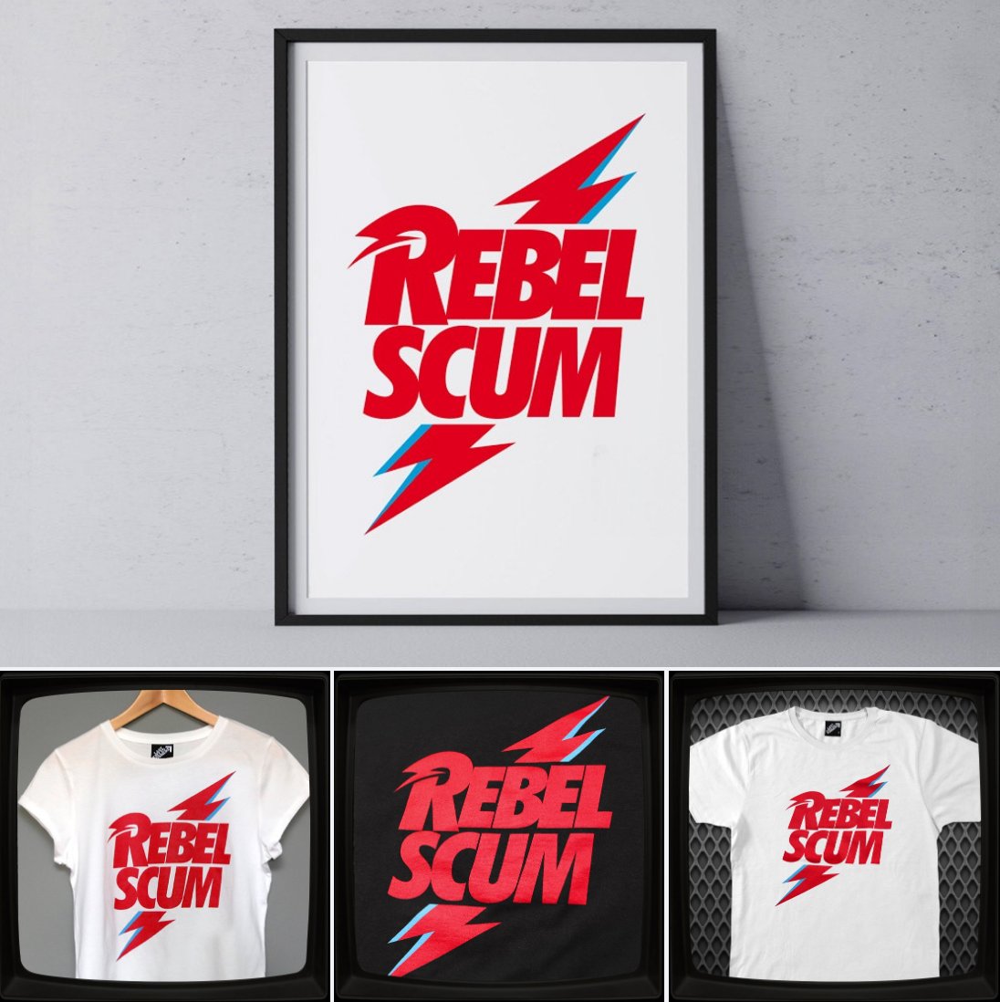 NEW to Last Exit to Nowhere. Inspired by David Bowie iconography and the term 'Rebel Scum', first uttered by Lt. Renz, an Imperial Officer in Return of the Jedi. View all styles here > biturl.top/AjA7Zb