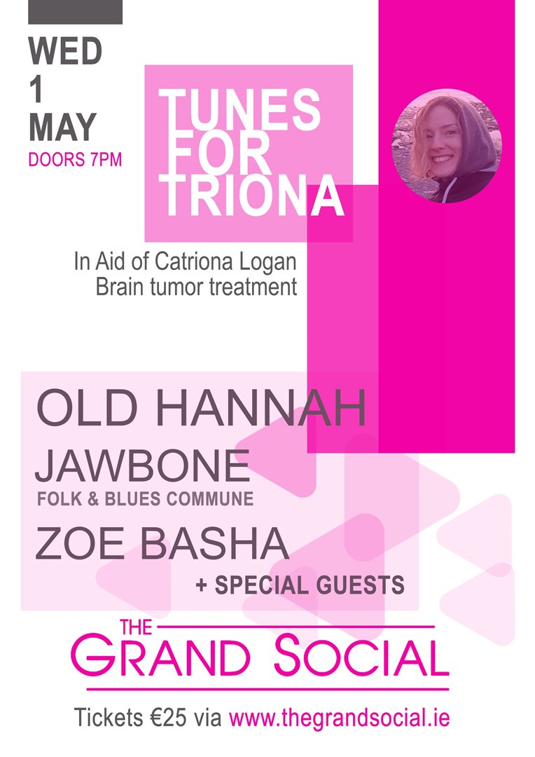 🚨 𝗢𝗡 𝗦𝗔𝗟𝗘 𝗡𝗢𝗪 🚨 @TGSDublin Presents: Tunes for Triona in aid of @triona_logan Brain Tumor treatment featuring @OldHannahMusic, Jawbone: Acoustic Folk & Blues Commune, Zoe Basha plus special guests on Wed 1st of May. Tickets on sale NOW 👉 bit.ly/TunesForTriona…