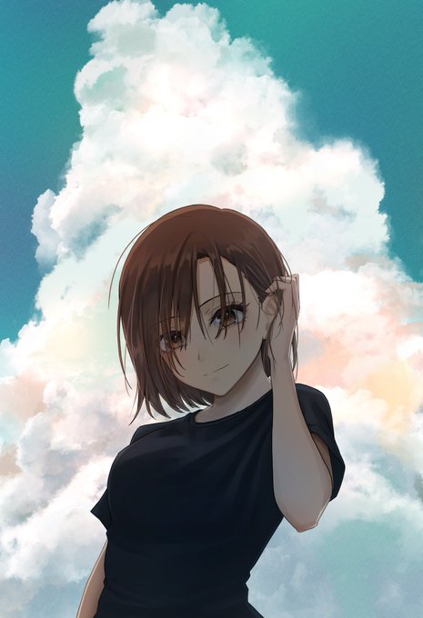 「brown hair cloudy sky」 illustration images(Latest)