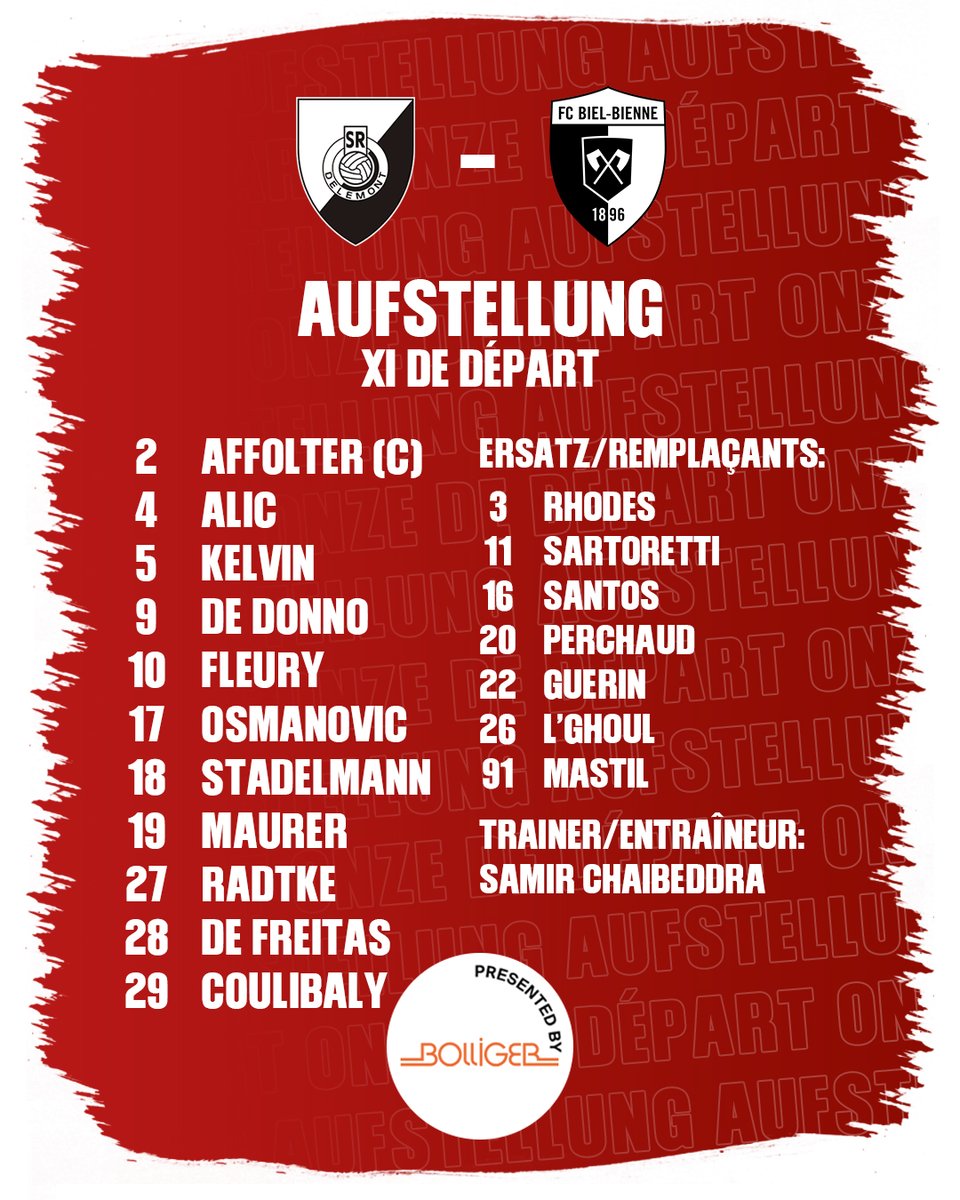 Das Jura-Derby starten wir mit dieser Aufstellung ⚒