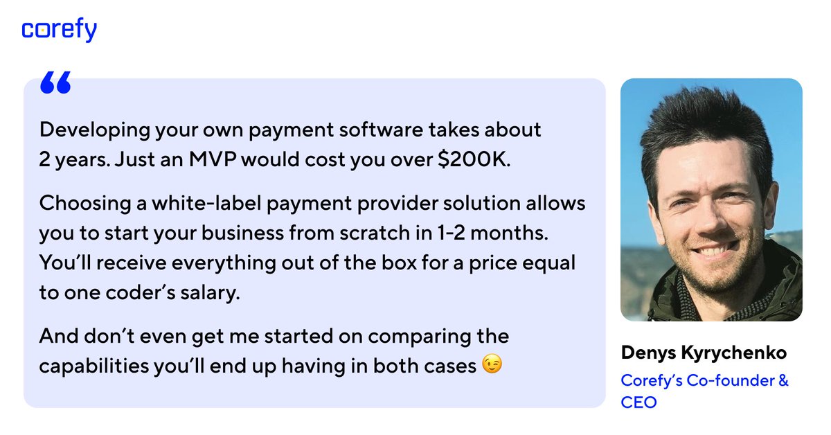 Is it better to build your own PSP software or opt for a white-label one?

We asked our CEO to share some quick facts 👇

#paymentserviceprovider #paymentgateway #whitelabelpaymentprovider