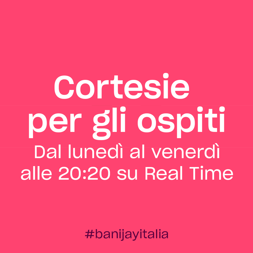 BanijayItalia's tweet photo. Ottimi numeri per #CortesiePerGliOspiti! La puntata di ieri sera ha registrato una media di 563k spettatori con un picco di ascolti di 704k e una share del 2,6%! Grazie!❤️ #CortesiePerGliOspiti va in onda da lunedì a venerdì alle 20:20 su @realtimetvit 📺 Una prod. #banijayitalia https://t.co/X7lxK8bpWe