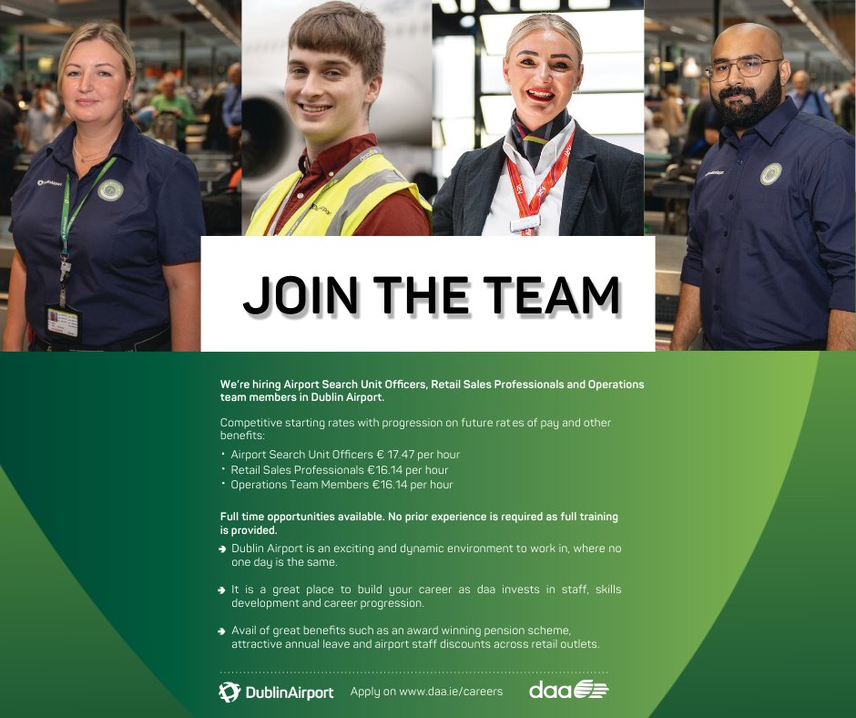 Come and meet us at our jobs fair taking place at the Radisson Hotel, #DublinAirport on Thursday, 18th April from 10am-5pm. See you there👋