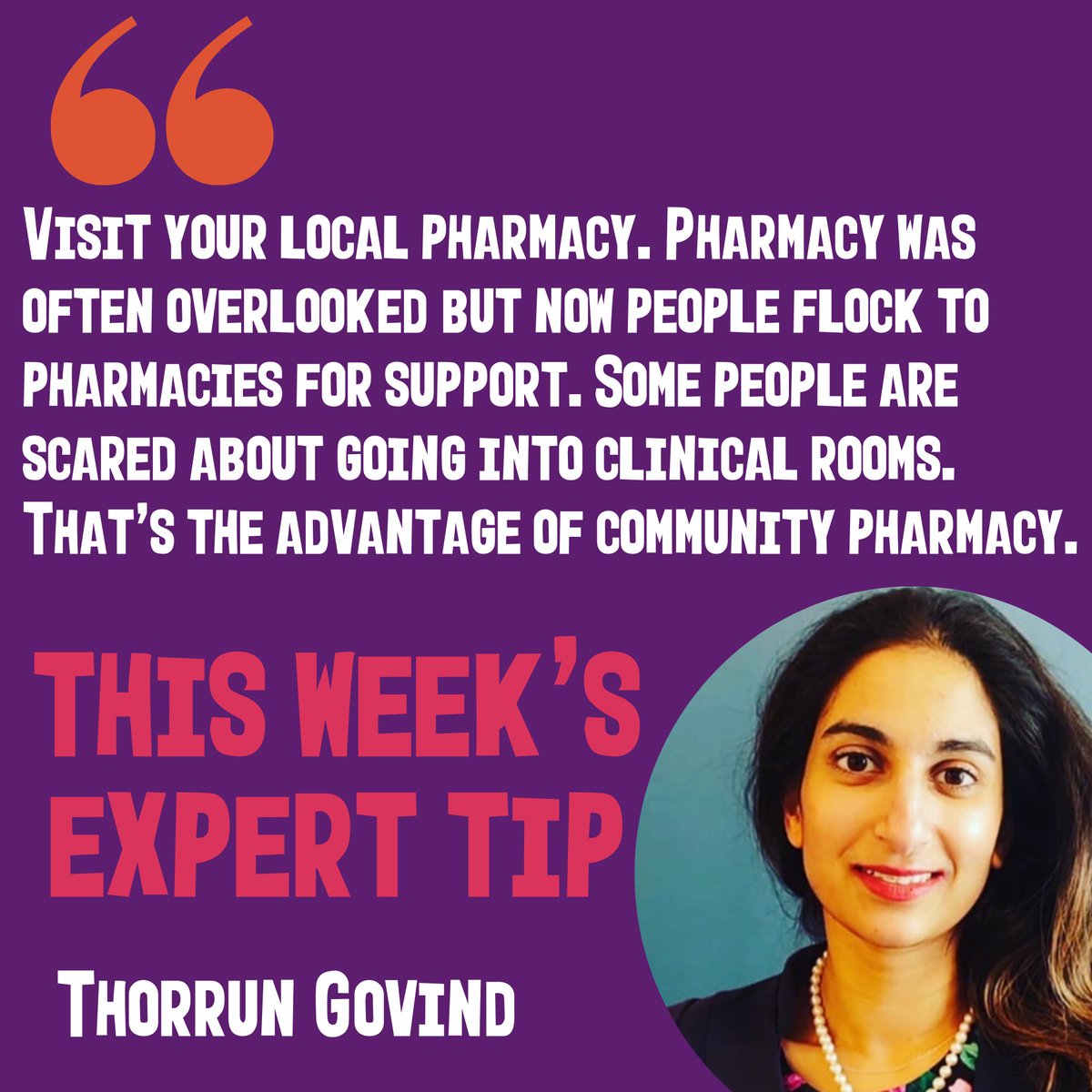 Thorrun Govind @pharmthorrun is a TV #pharmacist and healthcare lawyer. Thank you for that great advice, and reminding us there is support available in our local communities. We don’t always need to visit the GP. #MenopauseMandate #Menopause #communitypharmacy #pharmacy