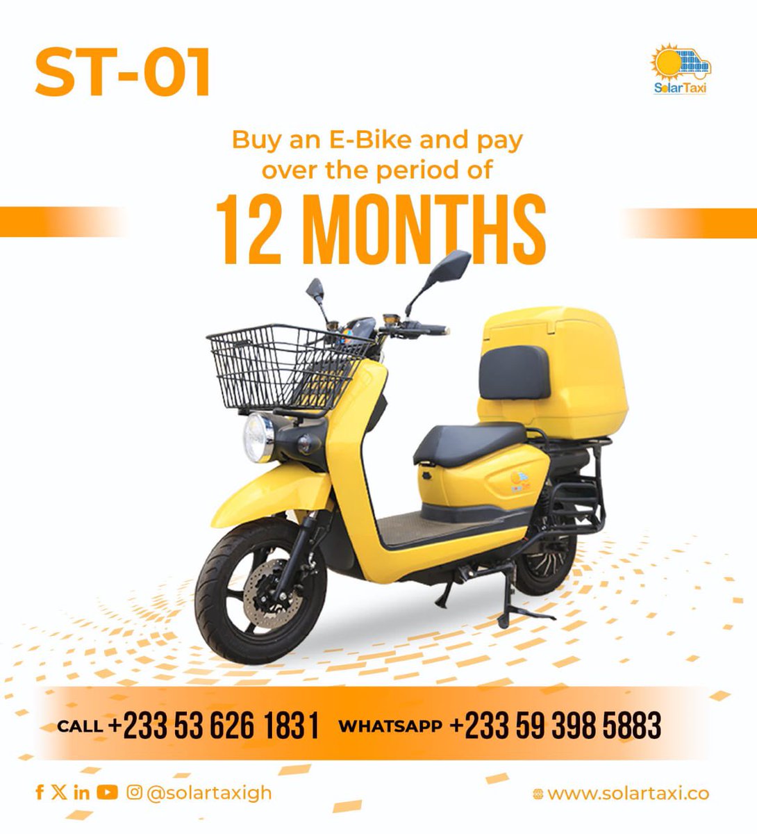 Are you a rider or a business in need of efficient delivery services? Place an order for a brand-new electric delivery motorbike today. And get up to 6 months free maintenance. Call us today!! . . . #Solartaxi #EfficientDelivery #ElectricMotorbike