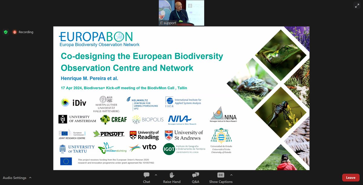 EuropaBon_H2020's tweet photo. 💡EuropaBON’s @hmlfpereira presenting project results, our @RIOJournal collection and the plan for implementation of an #EBOCC at the kick-off of @BiodiversaPlus’s #BiodivMon Call on “Improved transnational monitoring of biodiversity and ecosystem change for science and society”. https://t.co/Ad7uA2nqtE