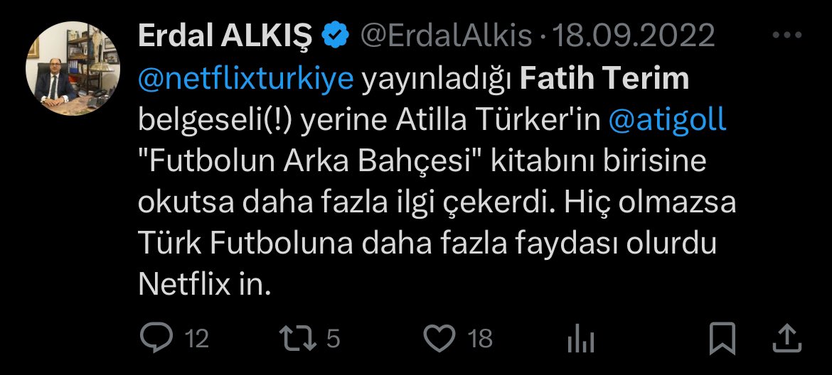 @ErdalAlkis Galatasaray ve Fatih Terim düşmanı olduğun ortaya çıktı. Seni, Ali Koç'a destek vermek için istediği o koltuğa oturtmayacağız.