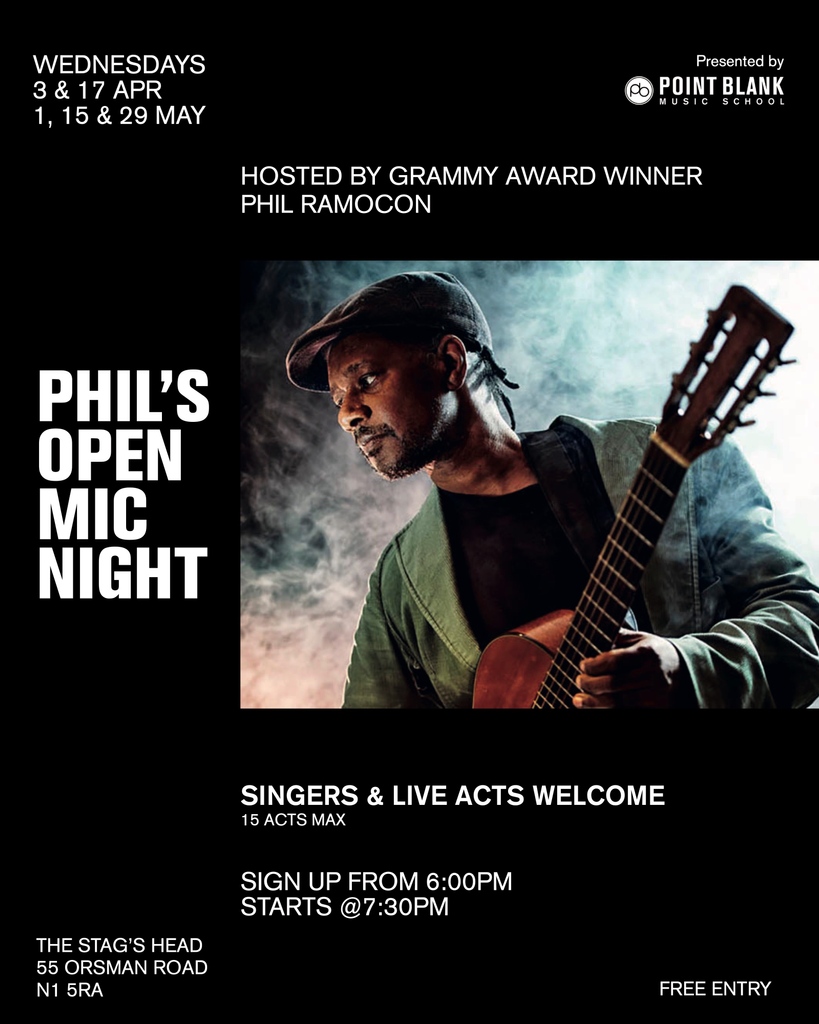 Join us tonight at The Stags Head for Phil's Open Mic Night. Our vocal degree students are set to take the stage under the guidance of our Grammy Award-winning lecturer, Phil Ramocon. If you're not a student, don't fret as the open mic is open to all!