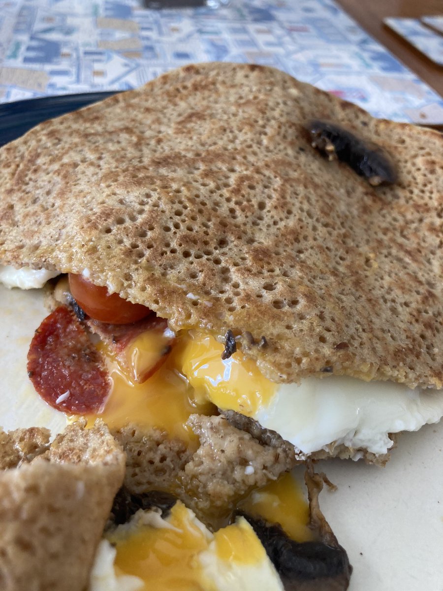 @staffsoatcakeco oatcake breakfast today — mid week madness 😀